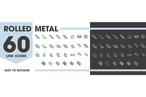Rolled steel metal line icons, an Object Illustration by Vector Tradition