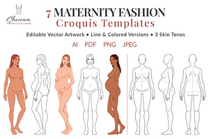 Maternity Fashion Croquis Templates