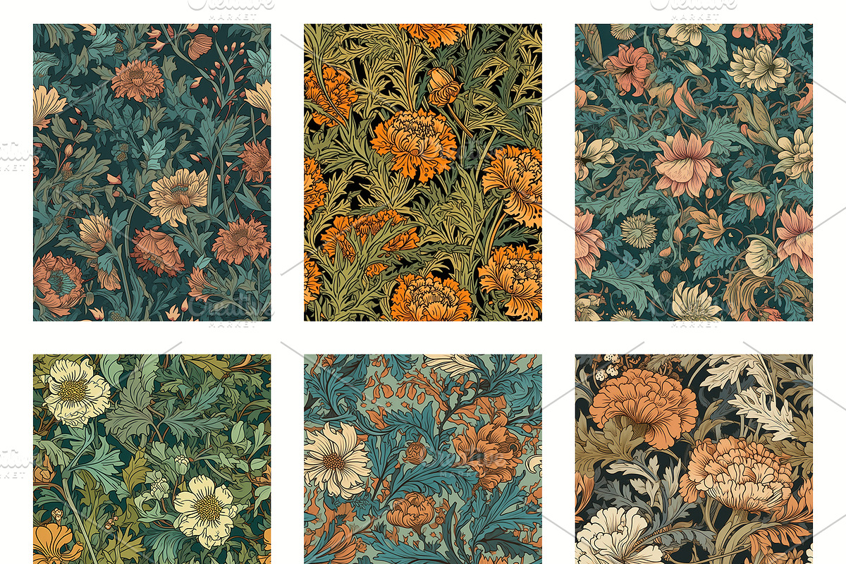Seamless pattern with flowers, an Illustration by Pundateam (Photo 3 of 5)
