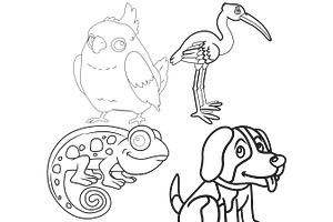 Cartoon Animal Outlines Set 1