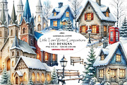 Little Town Winter Compositions PNG, a Seasonal Illustration by CreationArt (Thumbnail 1 of 7)