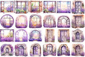 Lavender Windows And Doors Clipart