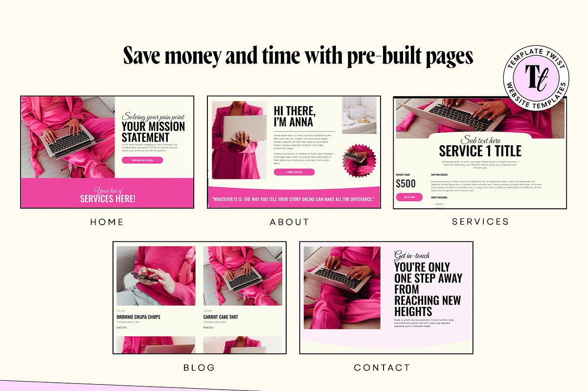 Pink Faceless Website Template, a Squarespace Template by Template Twist Shop (Photo 6 of 10)