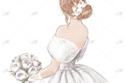 Bride with Bouquet Hand Drawn, an Illustration by Maddy's Art & Mockups (Thumbnail 3 of 3)