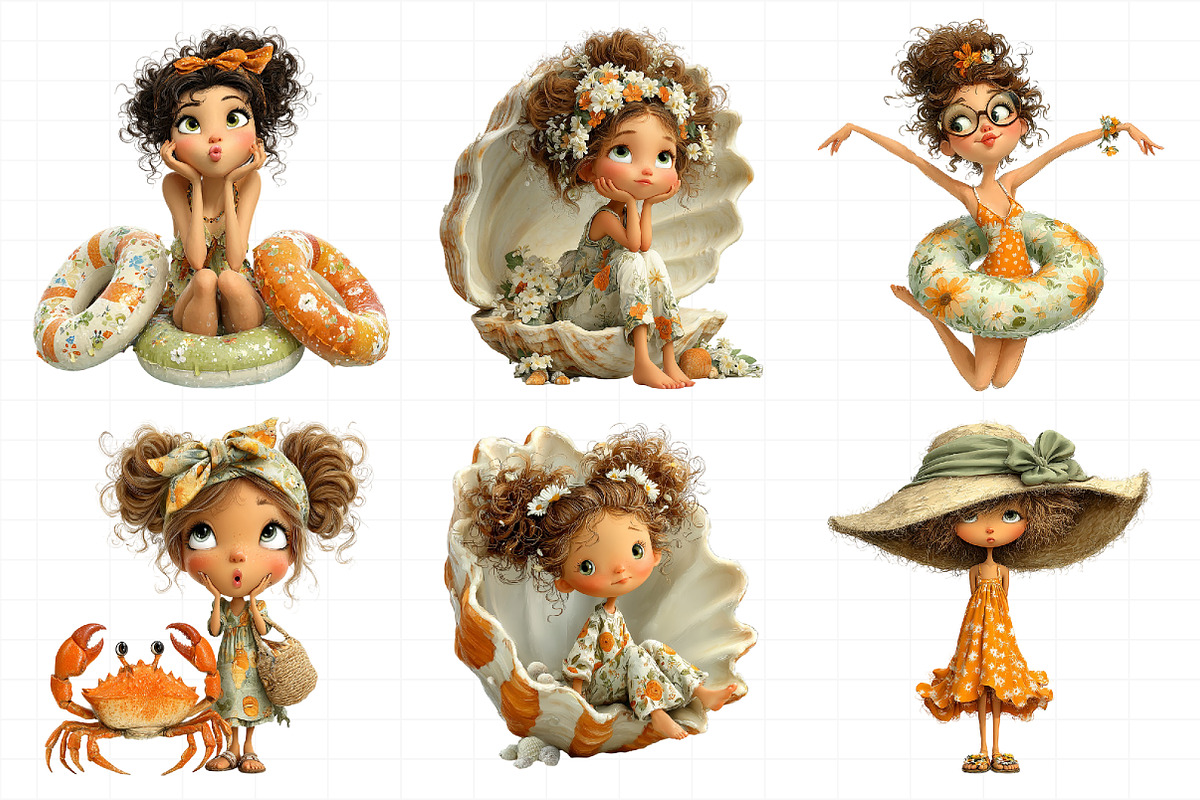 Summer Funny Girls Clipart, an Illustration by Daily.Designs (Photo 3 of 6)