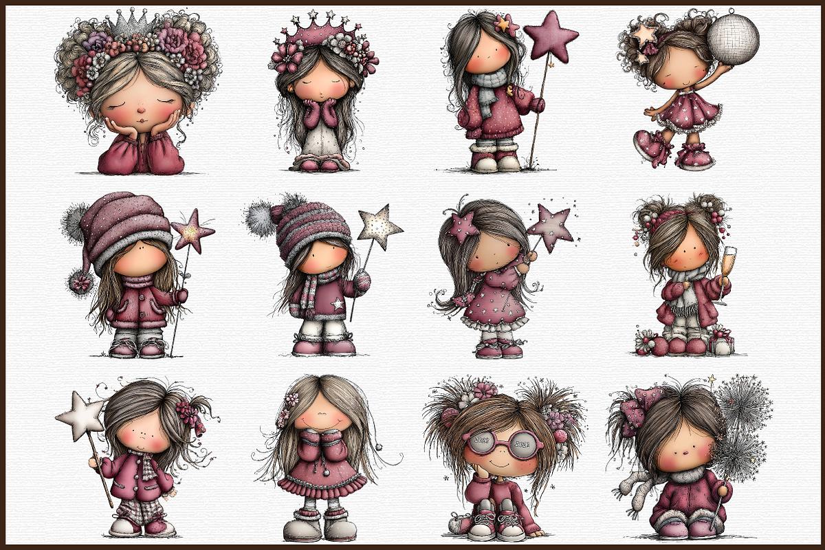 Watercolor New Year Girl Clipart, an Illustration by Sublimation Artist (Photo 3 of 6)