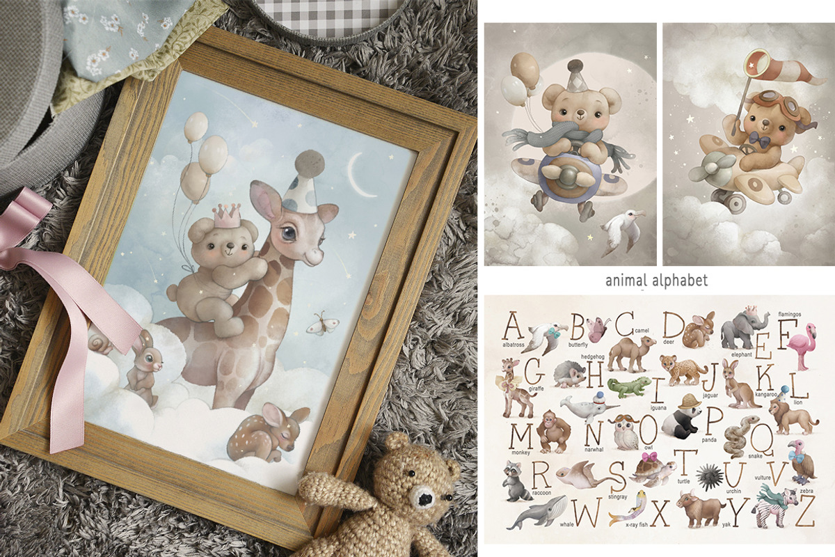 Animal ABC World map watercolor set, an Animal Illustration by TanyaSchuka (Photo 3 of 22)