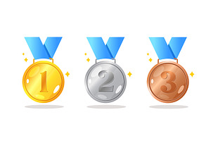 Gold, silver and bronze medals, a Sport Illustration by Elen_Art