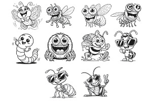 Crazy Cartoon Insects Set 1