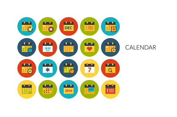 Flat Icons Set Calendar
