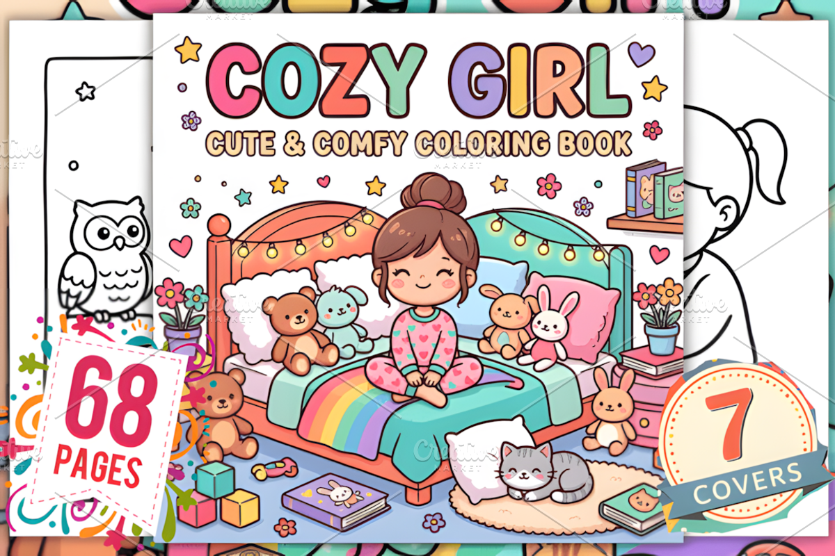 Cozy Girl Moments Coloring Pages, a Person Illustration by Coco Bloom (Photo 1 of 4)