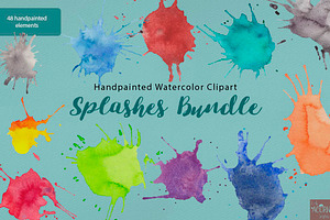 Watercolor Clipart Splashes Bundle