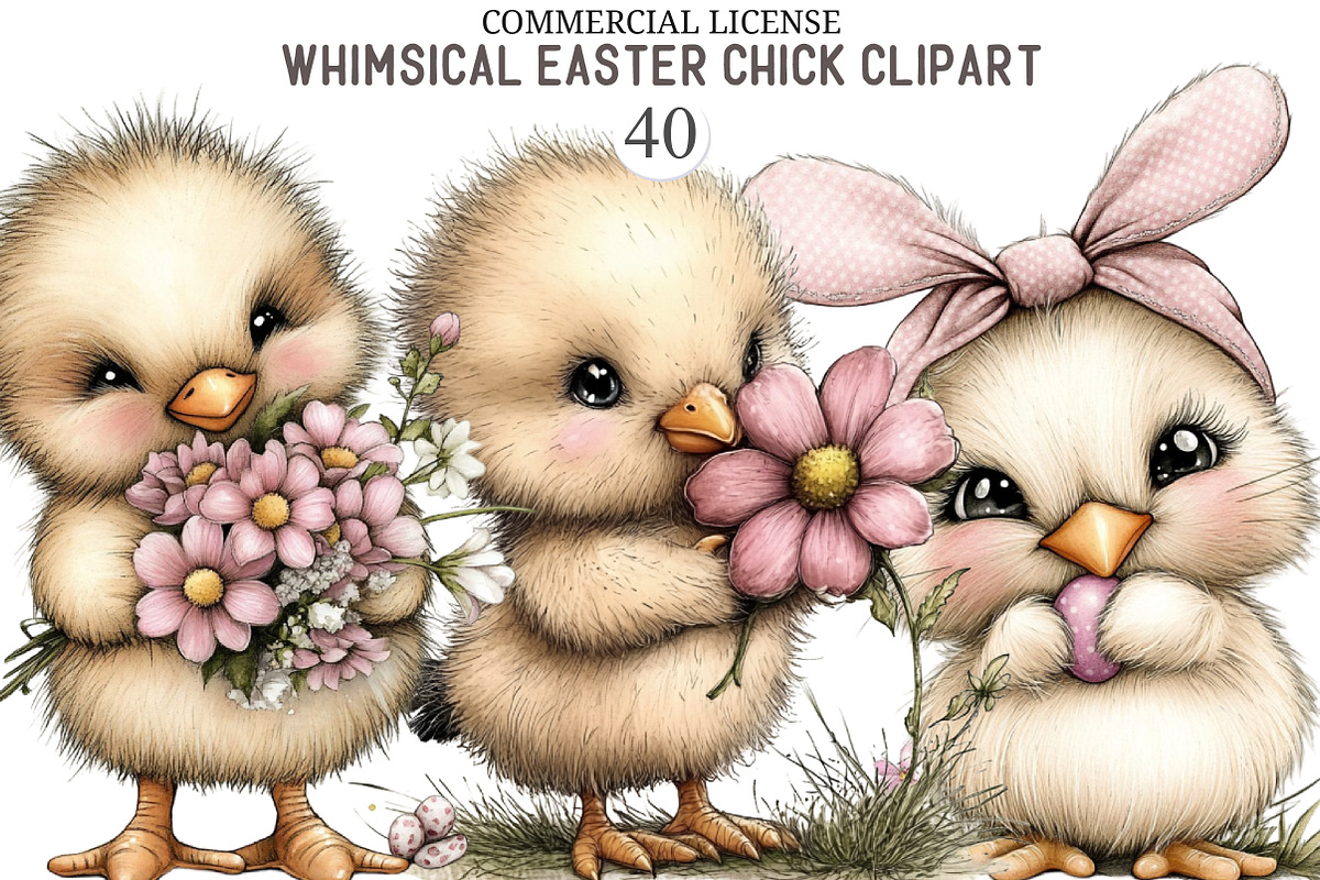 Whimsical Easter Chick Clipart, an Illustration by designcity5 (Photo 1 of 5)