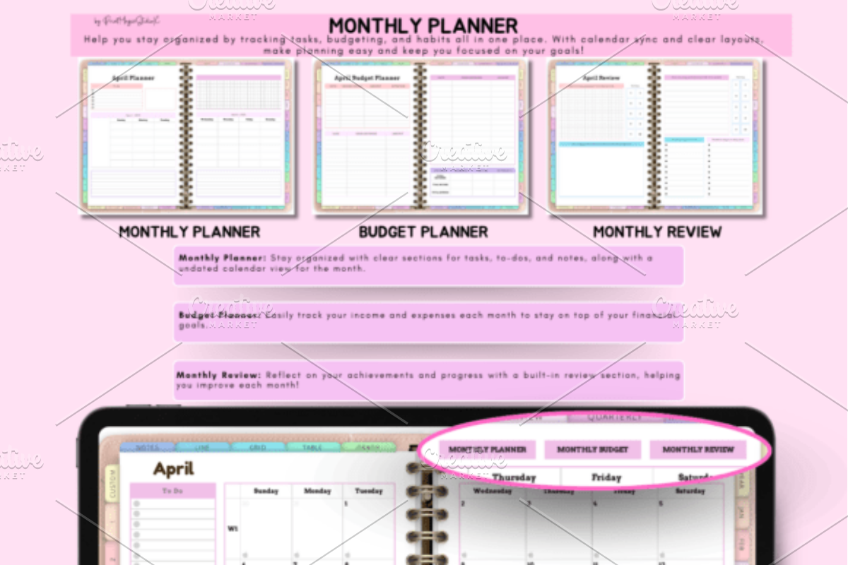 All-in-One Digital Planner, a Design Template by Ink Gallery (Photo 5 of 9)