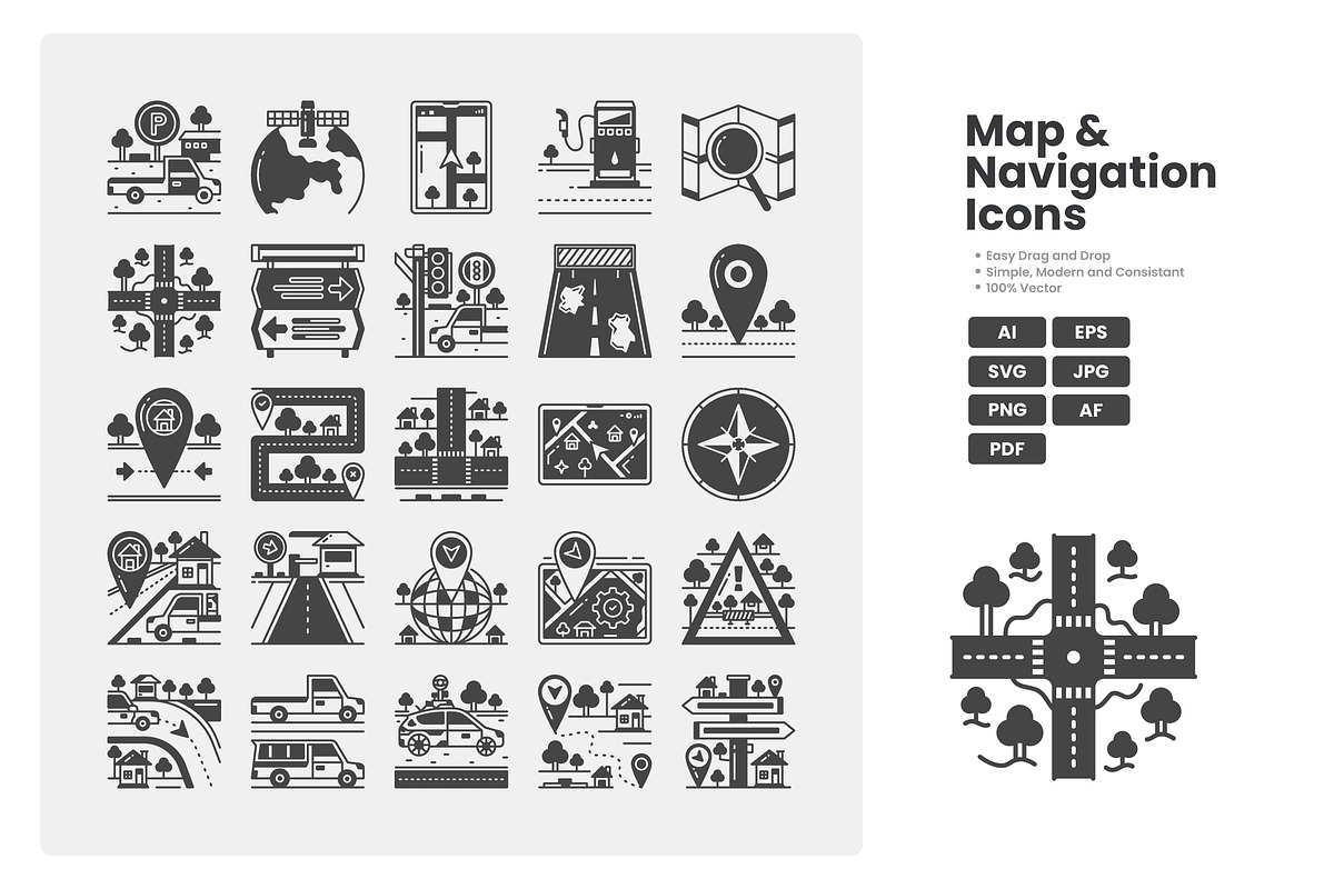 Map And Navigation Icon Pack, a Solid Icon by erifqizeicon (Photo 2 of 3)