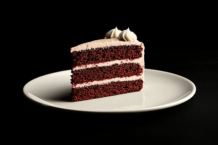 Delicious piece of cake with frosting cream, a Food & Drink Photo by AlyaAnd