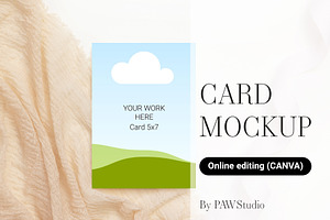 Card Mockup 5x7 Online Edit Canva, a Product Mockup by PawMockups 2