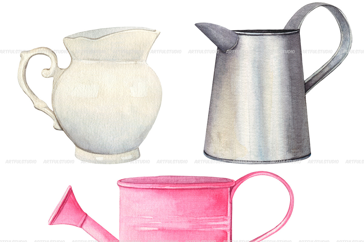 Watercolor flower vases clipart, an Illustration by ArtfulStudio (Photo 9 of 10)