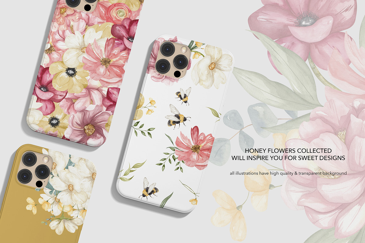 HONEY FLOWERS. watercolor collection, a Decorative Illustration by Ooh Lily (Photo 13 of 15)