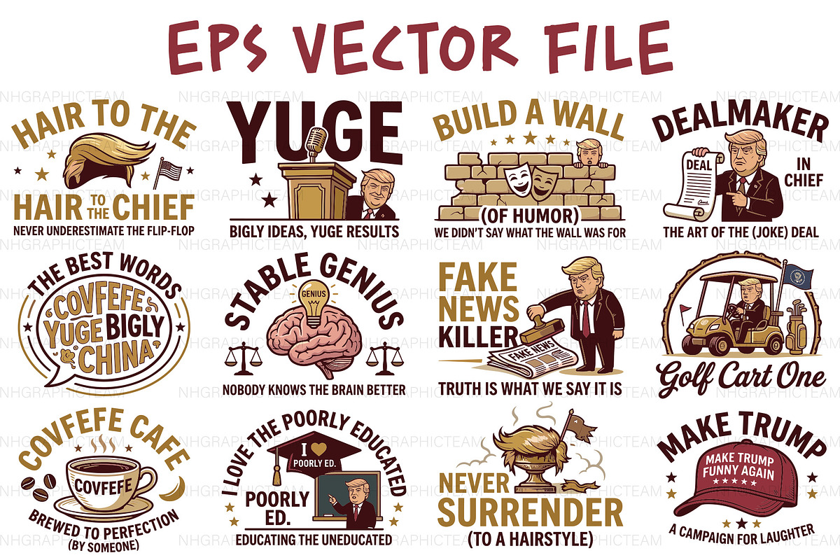 Funny Trump Satire Sticker Bundle, an Object Graphic by NH graphic (Photo 1 of 3)