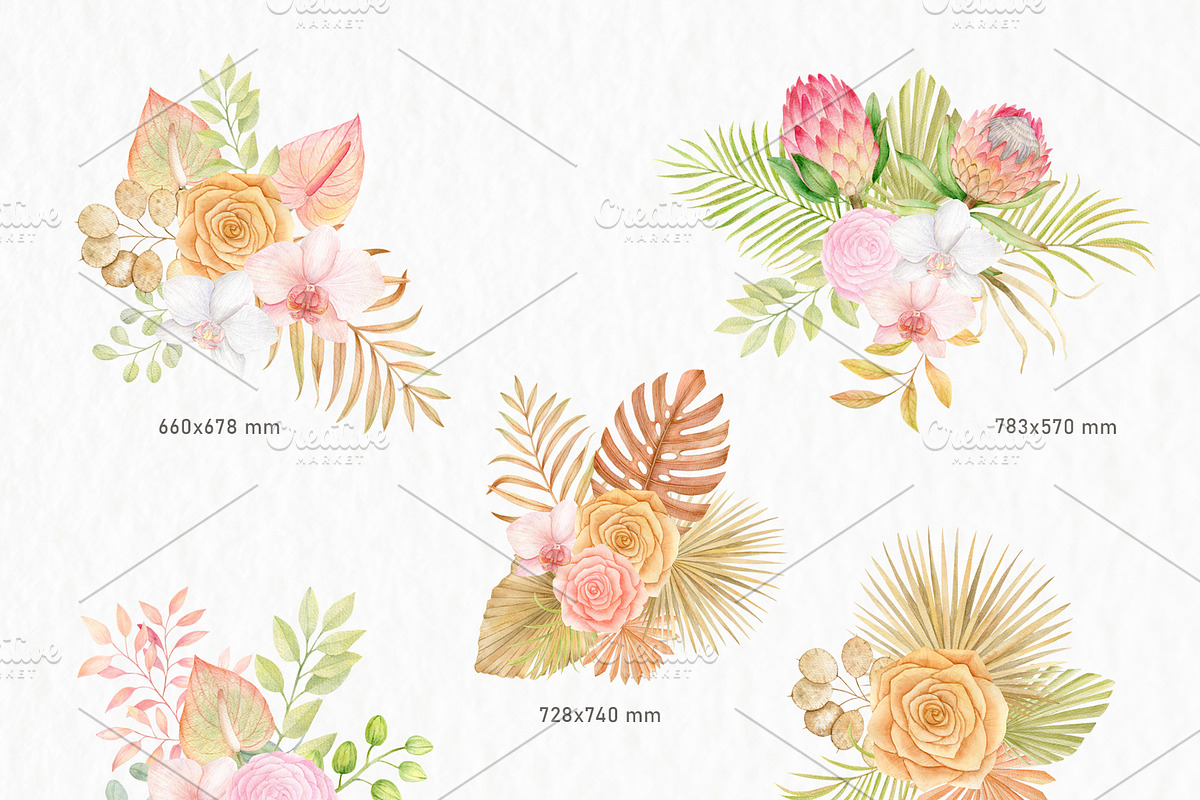 Tropical dried leaves set, an Illustration by svetodesign (Photo 7 of 16)
