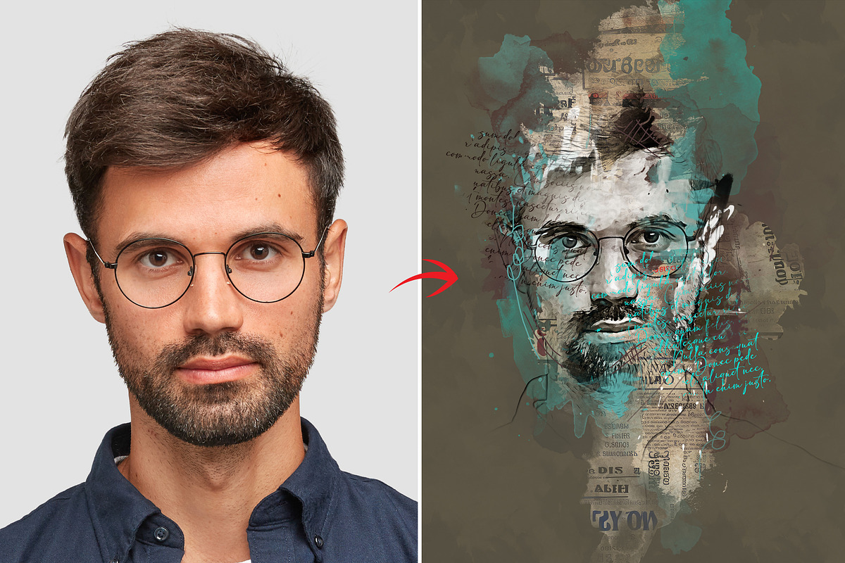 Mixed media art photo effect, an Action Add-On by MRI STUDIO (Photo 4 of 19)