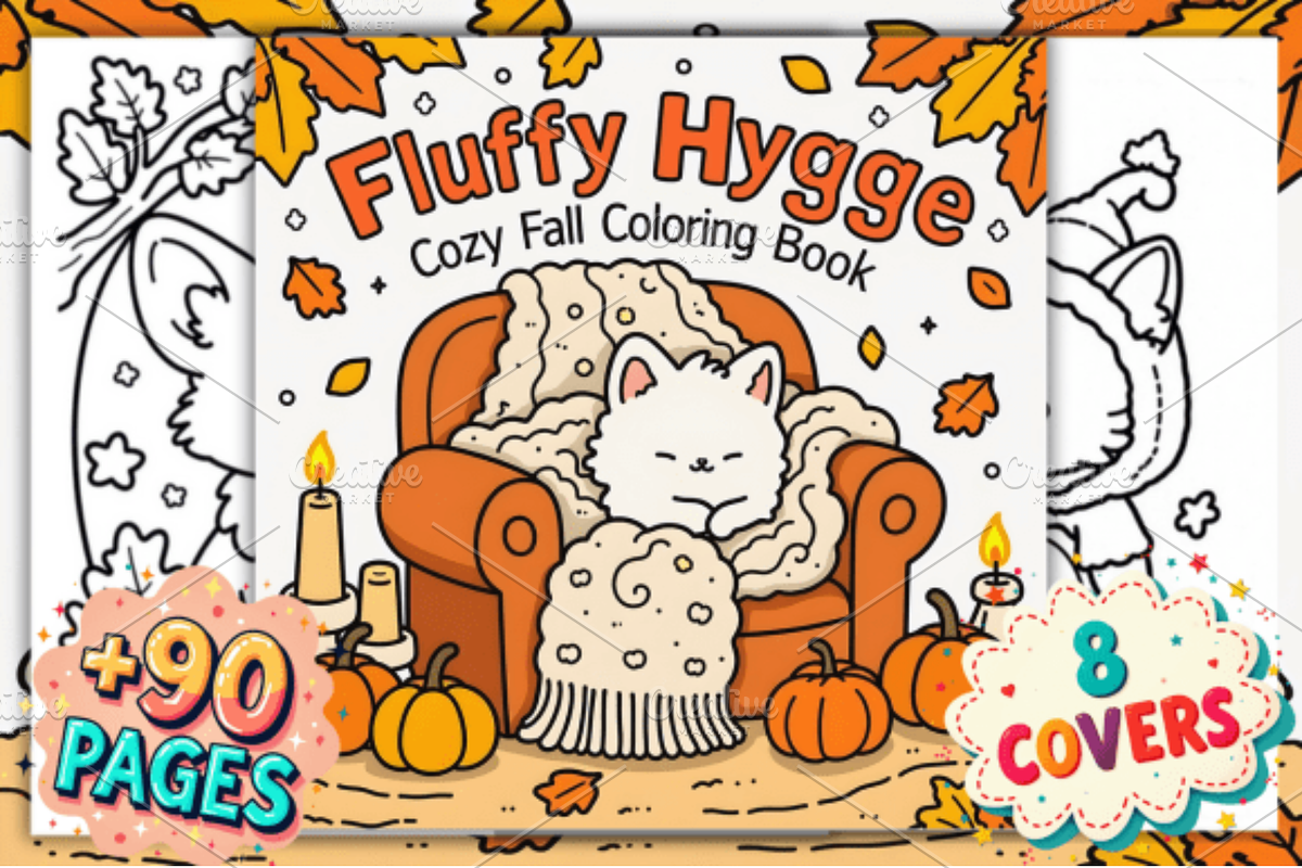 Fluffy Hygge Cozy Fall Coloring Book, an Animal Illustration by Akrinity Digital (Photo 1 of 4)