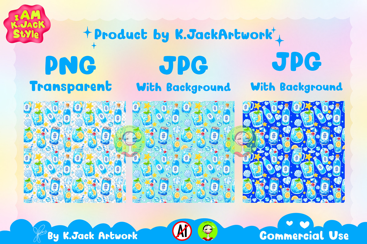Cute Blue Ocean Soda Seamless, a Background Graphic by K.JackArtwork (Photo 2 of 8)