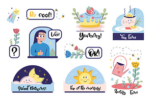 Cute Flat Cartoon-designed Stickers