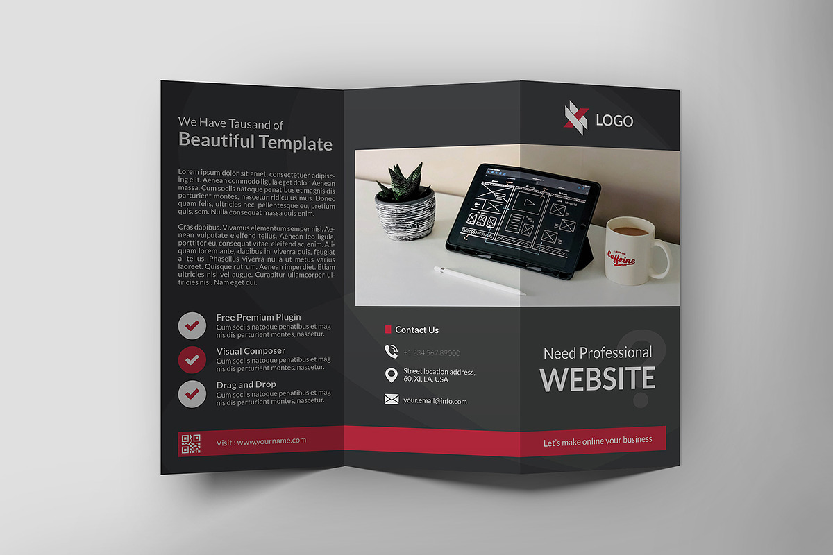 Website Developer Trifold Template, a Brochure Template by AQR Studio