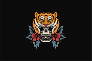 Tiger and Skull with Flowers, an Object Illustration by nomlimo.com (Thumbnail 1 of 3)