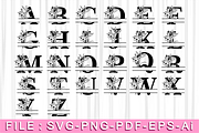 Flowers Split Letter SVG Set A-Z, a Decorative Illustration by D2PUTRI (Thumbnail 2 of 2)