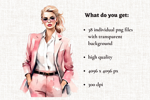 Watercolor Lady Boss Clipart