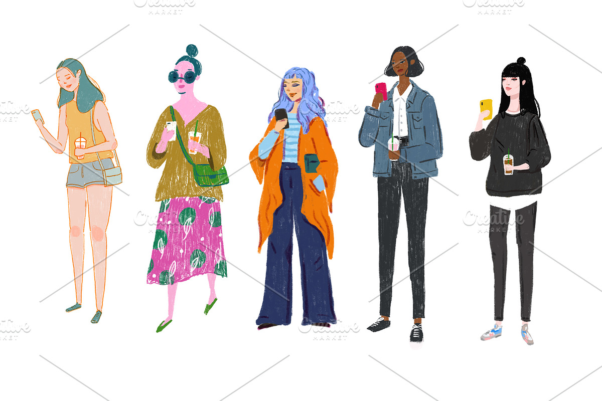15 hand drawn girls illustration set, an Illustration by Plainly Simple Store (Photo 3 of 13)