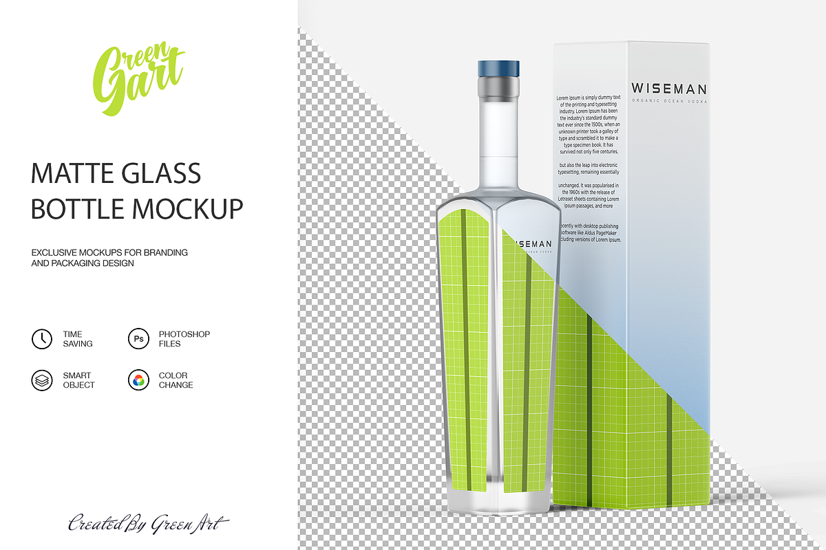 2 PSD Matte Vodka Botle Mockup, a Product Mockup by Green Art (Photo 3 of 7)