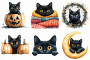 Watercolor Peeking Black Cat Clipart, an Illustration by Craft Nest (Thumbnail 3 of 6)