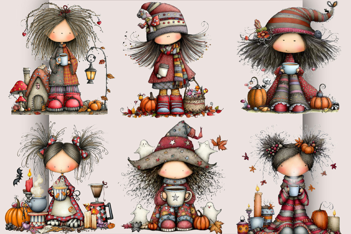 Whimsical Halloween Coffee Girl, a Person Illustration by SVGArt (Photo 2 of 5)