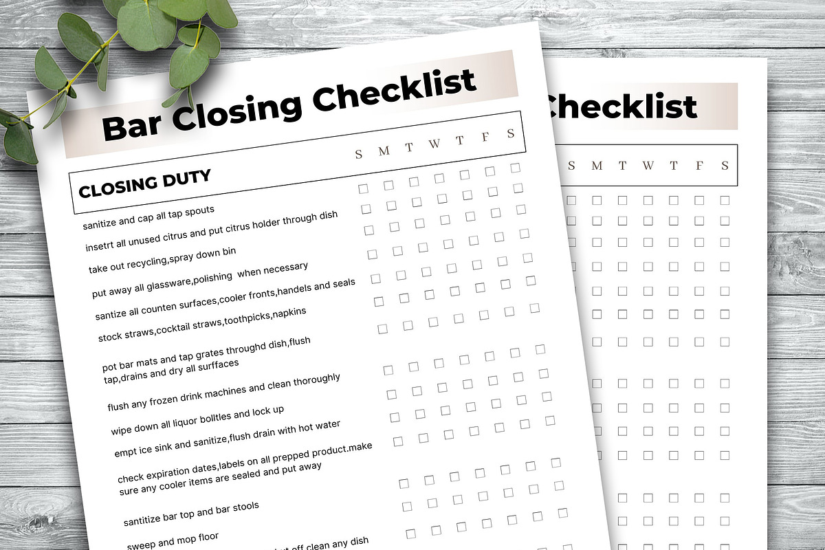 Restaurant Bar Cleaning list, a Stationery Template by iloveTemplate