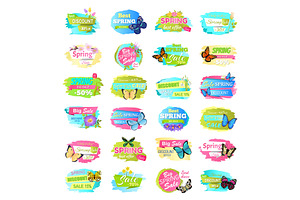 Spring Collection Of Banners Vector Illustration