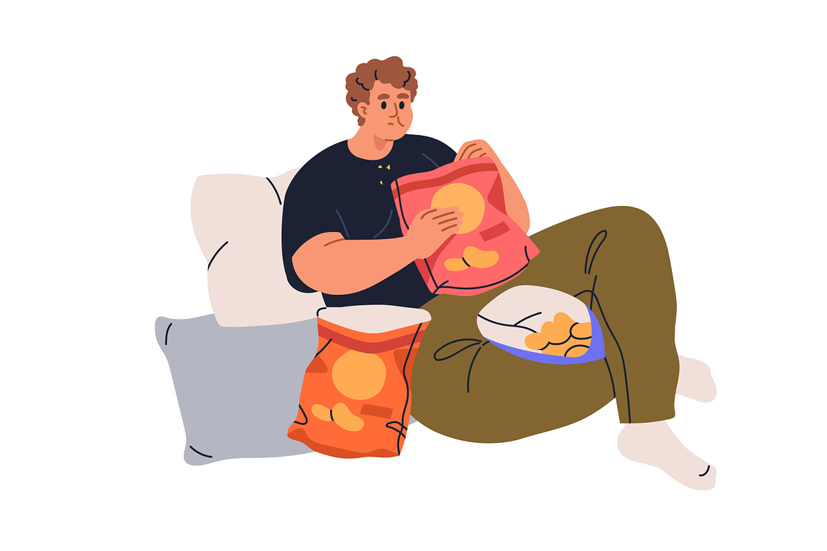 Fat people eating fast food set, a Food Illustration by Good Studio (Photo 3 of 7)