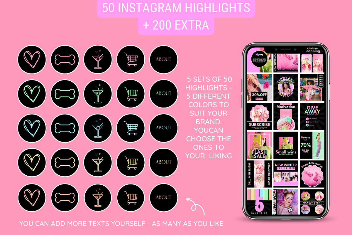 Pastel Neon Instagram Templates, a Social Media Template by SunshineStudioBoutique (Photo 8 of 10)