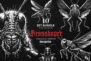 10 Bundle Dark Art Grasshopper, an Illustration by Morspective