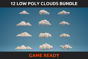 12 Low Poly Clouds Bundle, an Environmental 3D Model by CreativeeArt