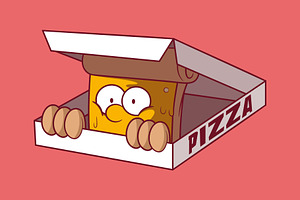 Peeking Pizza!, a Food Illustration by pedrors