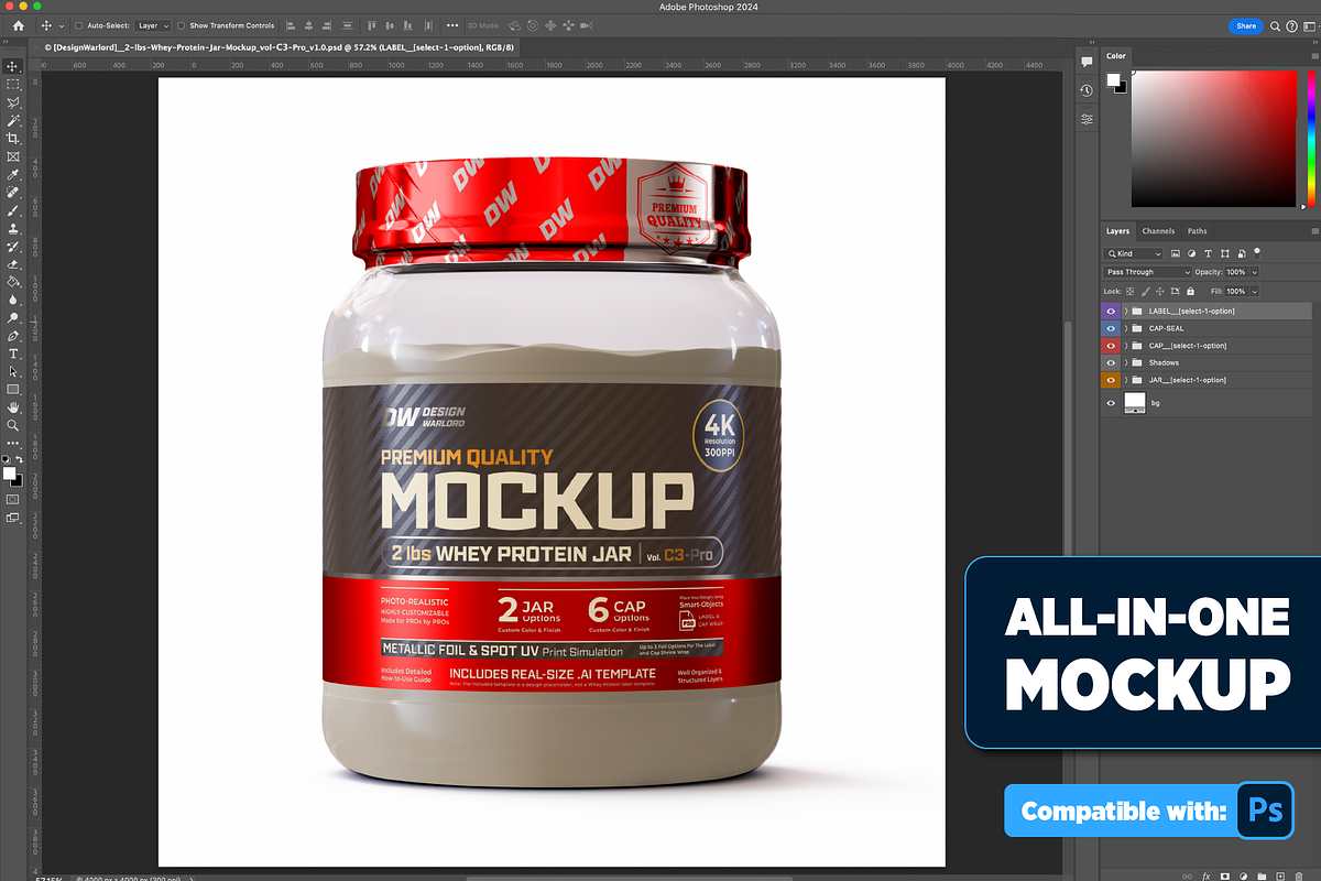 2lb Whey Protein Jar Mockup C3-Pro, a Packaging Mockup by Design Warlord (Photo 3 of 17)