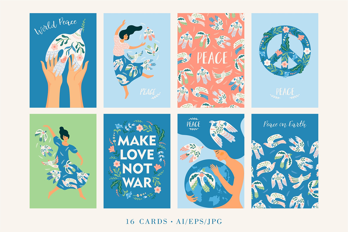 MAKE LOVE, NOT WAR vector collection, an Animal Illustration by Nadia Grapes (Photo 3 of 12)