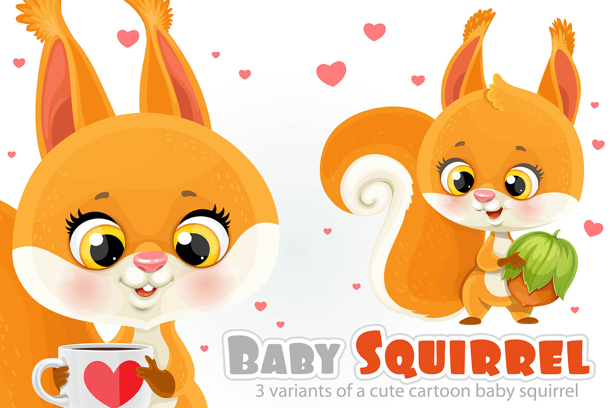 Cute cartoon baby squirrel, an Animal Illustration by Azuzlikus (Photo 1 of 3)