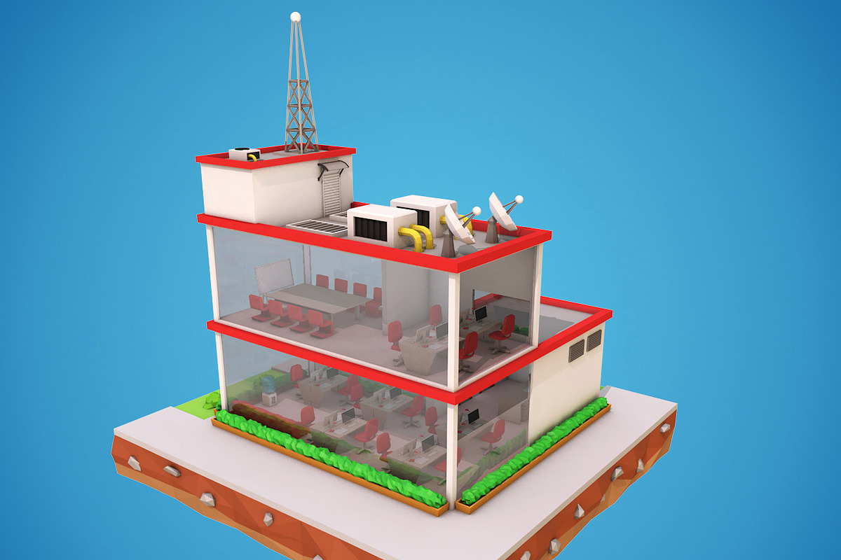 Cartoon Office Low Poly 3D Model, an Architecture 3D Model by Low Poly Lab (Photo 3 of 8)
