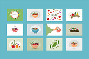 Vegan day background vector set, a Food Illustration by foxndeer (Thumbnail 3 of 4)