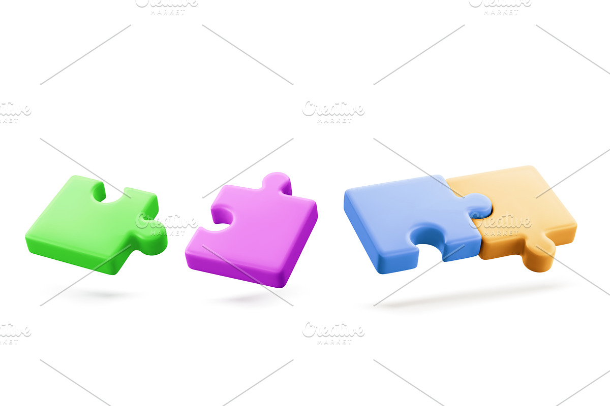 3d colorful glossy puzzle pieces, a Finance Illustration by art PVP - market
